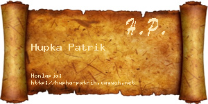 Hupka Patrik névjegykártya